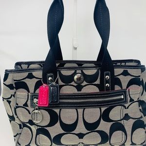 Coach Signature Print Canvas Shoulder Bag
